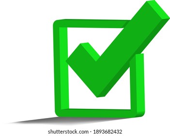 Ilustración de casilla de verificación tridimensional y simple