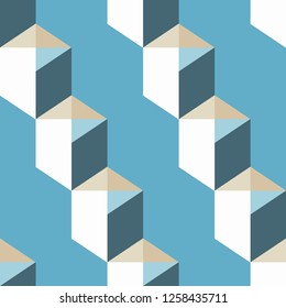 Three-dimensional squares. Trendy seamless pattern designs. Vector geometric background. Mosaic texture. Can be used for wallpaper, textile, invitation card, wrapping, web page background.