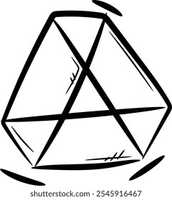 Icono triangular tridimensional dibujado a mano