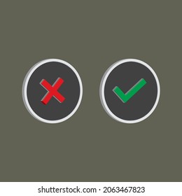 Three-dimensional true and false button design. Vector Illustration.