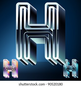 Three-dimensional ultra-modern alphabet from chrome or metal letters. Character h