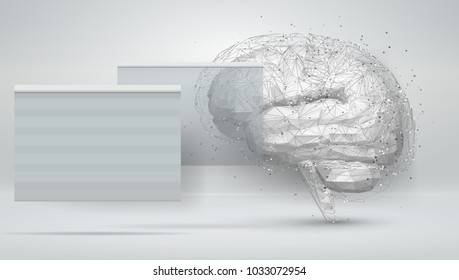 three-dimensional vector brain.design on a white background.