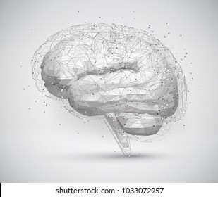 three-dimensional vector brain.design on a white background.