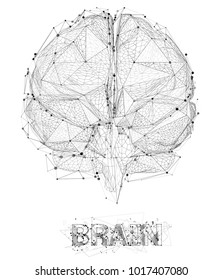 three-dimensional vector cyber brain. neural network mega-data processing, template interface design on a white background.
