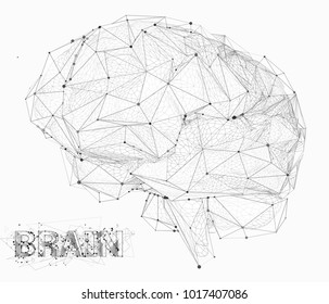 three-dimensional vector cyber brain. neural network mega-data processing, template interface design on a white background.