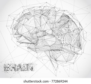 cibercerebro vectorial tridimensional. sistema neural de procesamiento mega-datos, diseño de interfaz de plantilla en fondo blanco.