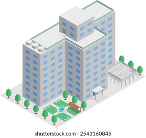 Three-dimensional vector illustration material of a high-rise apartment that serves as a living foundation