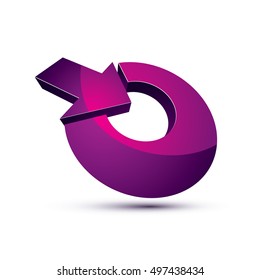 Three-dimensional vector symbol with an arrow directed into the target. Achieve goal business conceptual 3d icon.