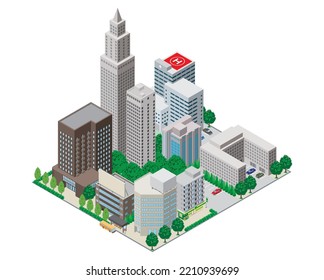 Three-dimensional view of the townscape. Cityscape.