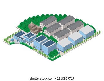 Three-dimensional view of the townscape. Cityscape.