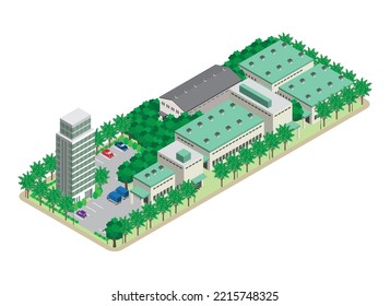 Three-dimensional view of the townscape. Cityscape.