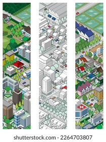 Vista tridimensional del paisaje urbano. Paisaje urbano.