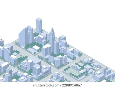 Three-dimensional view of the townscape. Cityscape.