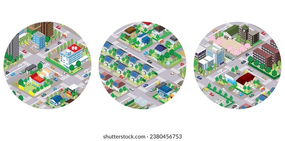 Vista tridimensional del paisaje urbano. Paisaje urbano.