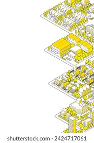 Three-dimensional view of the townscape. Cityscape.