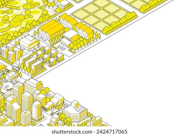 Three-dimensional view of the townscape. Cityscape.