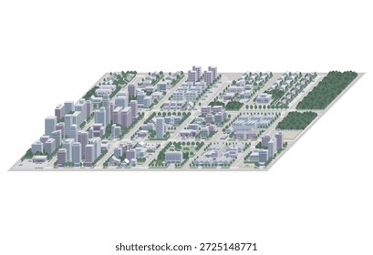Three-dimensional view of the townscape. Cityscape.