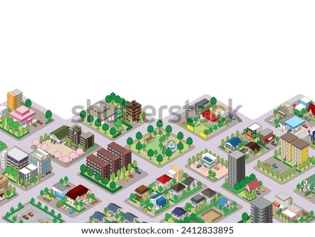 Three-dimensional view of the townscape. Cityscape. [[stock_photo]] © 