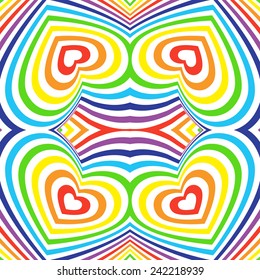 Three-dimensional volumetric seamless pattern. colorful rainbow on white background. vector
