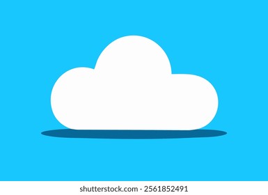 Three-Dimensional White Cloud with Shadow on Bright Blue Background Illustration