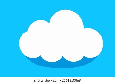 Three-Dimensional White Cloud with Smooth Edges on Bright Blue Background Illustration