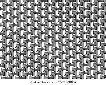 Three-dimensional 'Y' shaped seamless pattern. The elements are repeated in a predictable manner.