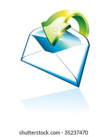 Threedimentional Email Icon with Reflection