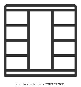 Three-door wardrobe - icon, illustration on white background, outline style