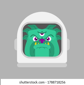 Three-eyed alien dog isolated. Space Pet vector illustration