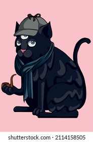 three-eyed cat in detective costume
