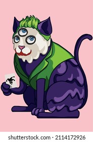 Three-eyed Cat In Mad Clown Costume