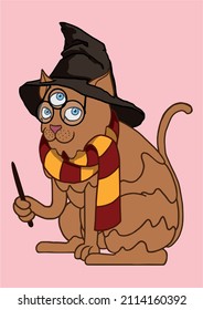 three-eyed cat in wizard costume