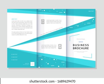 Three-fold business brochure with geometric background