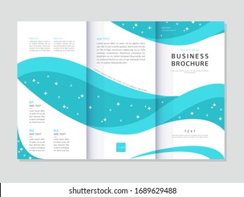 Three-fold business brochure with geometric background