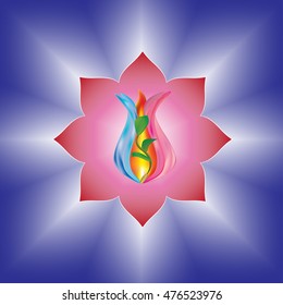 Threefold colored fire and germ. The image can be used as a symbol of spiritual quest, and religious views.