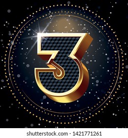 Three-Gold Alphabet and Lighting Background.