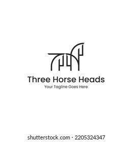 three-headed horse line concept logo