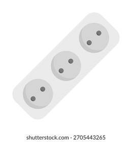 A three-hole white power socket illustration with clear and minimal styling. Suitable for home and office visuals, electrical icons, appliance graphics, energy concepts, and vector designs.
