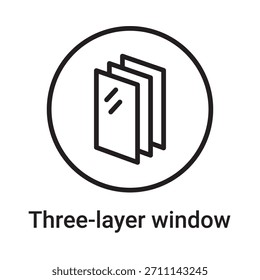 Icono de ventana de tres capas. Símbolo de línea de Vector para un Sitio web, tarjeta de producto, presentación y App móvil, embalaje o instrucción. Signo de esquema editable