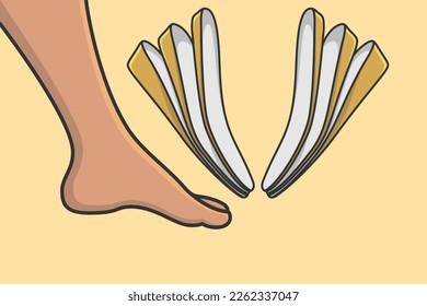 Three-layered shoe arch support insole vector illustration. Fashion object icon concept. Foot with shoe insole vector design. Orthopedic insole, Orthotic arch support for a comfortable walk.