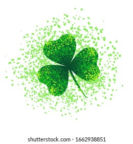 Three-leaf clover. Background with place for text. Symbol of St. Patrick's Day. Vector illustration