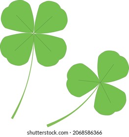Three-leaf clover and four-leaf clover vector image illustration