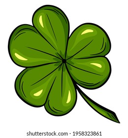 Three-leaf clover. Good luck clover - st patrick's day Cartoon style. Vector illustration for design and decoration.