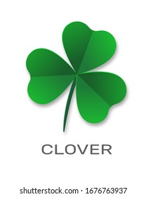 Three-leaf clover in paper style. Background with place for text. Symbol of St. Patrick's Day. Vector illustration
