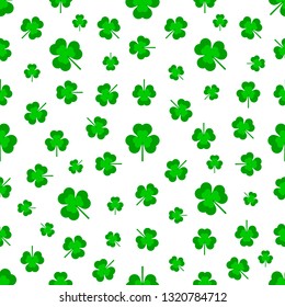 Three-leaf clover, pattern on a white background. Vector illustration.