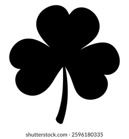 Three-leaf clover silhouette on white background. Versatile vector illustration for luck-themed designs, branding, or symbolic art. Clean lines and simple style adapt to logos or posters.
