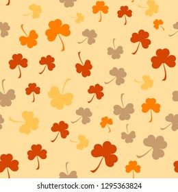 Three-leaf clover (trefoil). Seamless background / pattern for your design: logo, design for covers, web sites, posters, templates, banners, etc.  Attribute of the Irish holiday St. Patrick's Day.