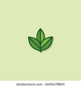 Um logotipo ecológico de três folhas representando crescimento, unidade e cuidado natural. Adequado para produtos orgânicos, agricultura, marcas de ervas e projetos de sustentabilidade ambiental.