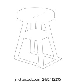 three-legged set of flat stools. Three-legged stool with vibrant colors isolated on a white background. Stool icon or set of design components.
