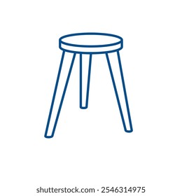 Ícone de contorno de banqueta de três pernas. Imagem de clipart isolada no plano de fundo branco